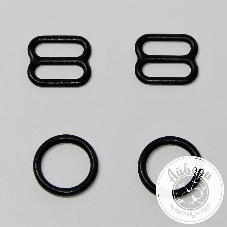 Комплект металл 10 мм Черный (кольцо 2 шт + регулятор 2 шт)