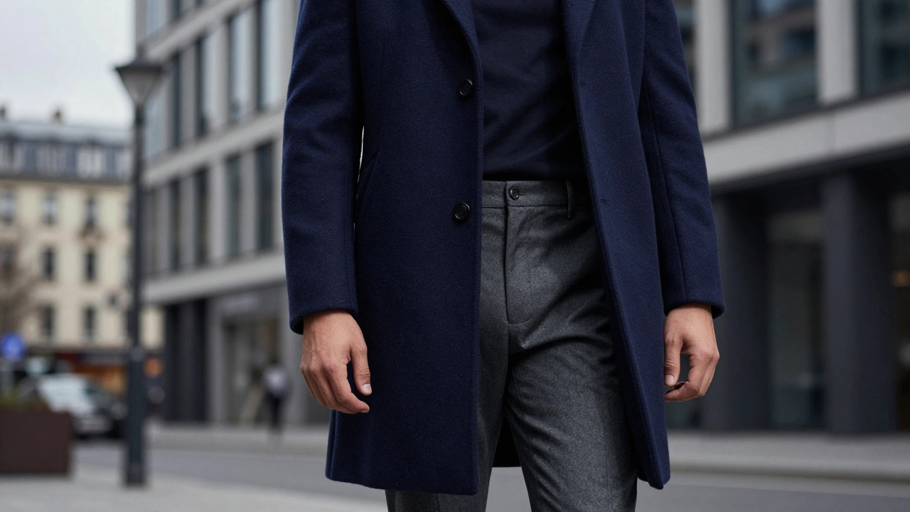 Элегантный образ в темно-синем и графитовом цветах